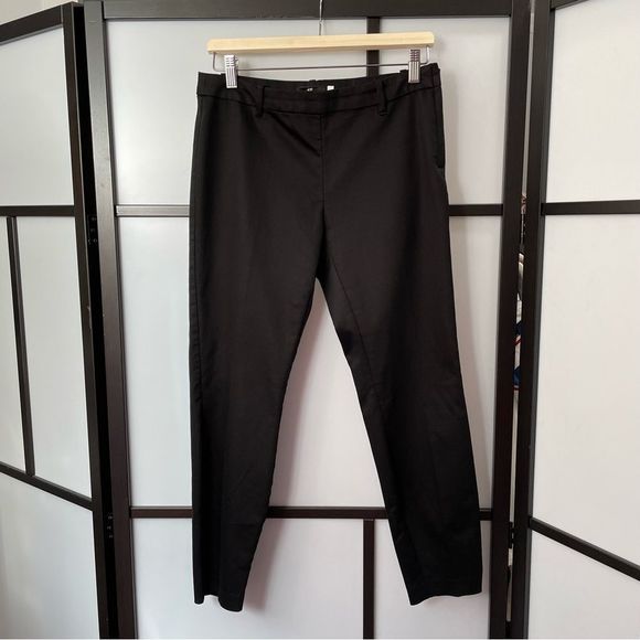 𝅺[8] H&M Classic Black Straight Leg Trousers Workwear Dress Pant w/ Belt Loops - Picture 2 of 10